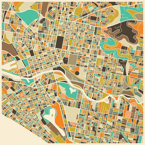 Vintage & Retro: Abstract City Map of Melbourne by Jazzberry Blue