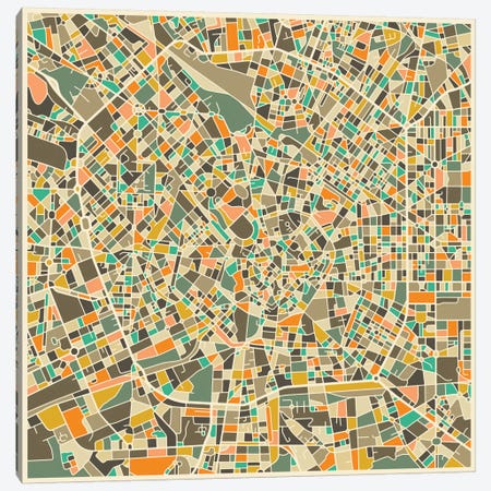 Abstract City Map of Milan Canvas Print #JBL107} by Jazzberry Blue Art Print