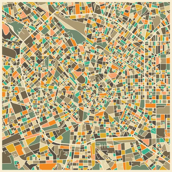 Jazzberry Blue: Abstract City Map of Milan by Jazzberry Blue