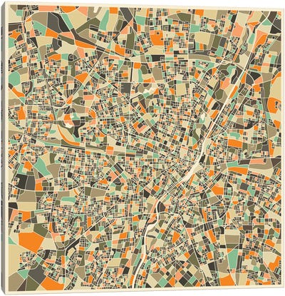 Abstract City Map of Munich Canvas Art Print - Munich Art