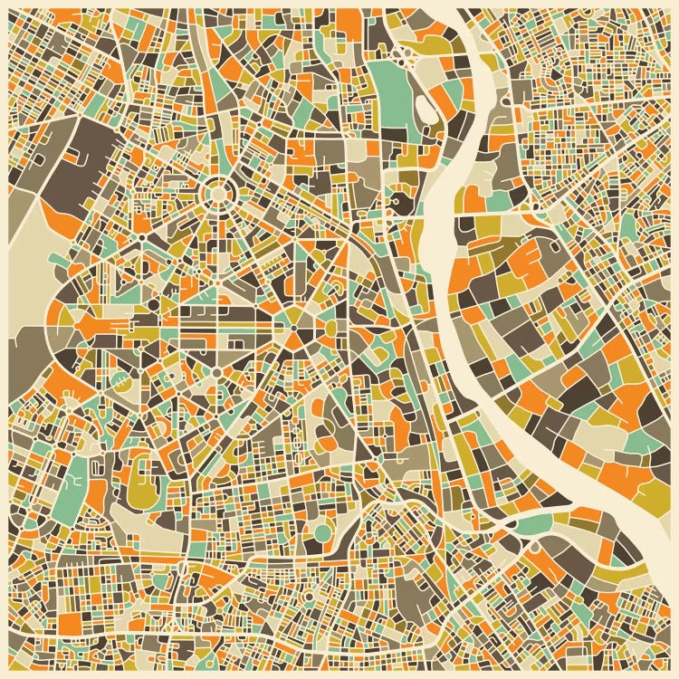 Abstract City Map of New Delhi