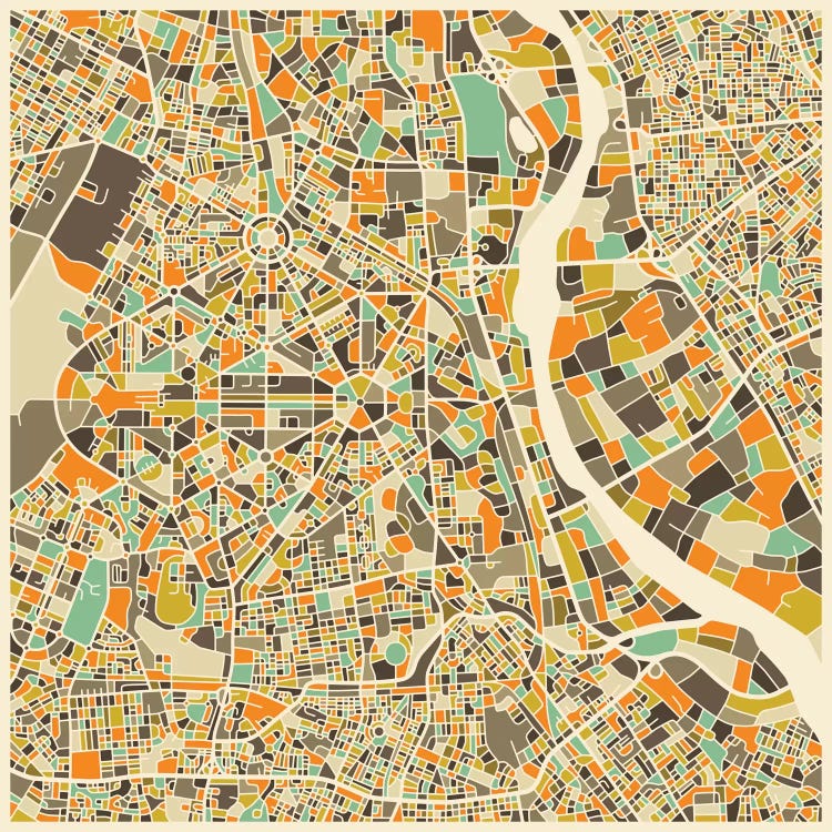 Abstract City Map of New Delhi by Jazzberry Blue wall art