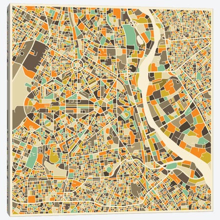 Abstract City Map of New Delhi Canvas Print #JBL109} by Jazzberry Blue Canvas Wall Art