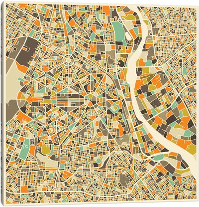 Abstract City Map of New Delhi Canvas Art Print - Jazzberry Blue