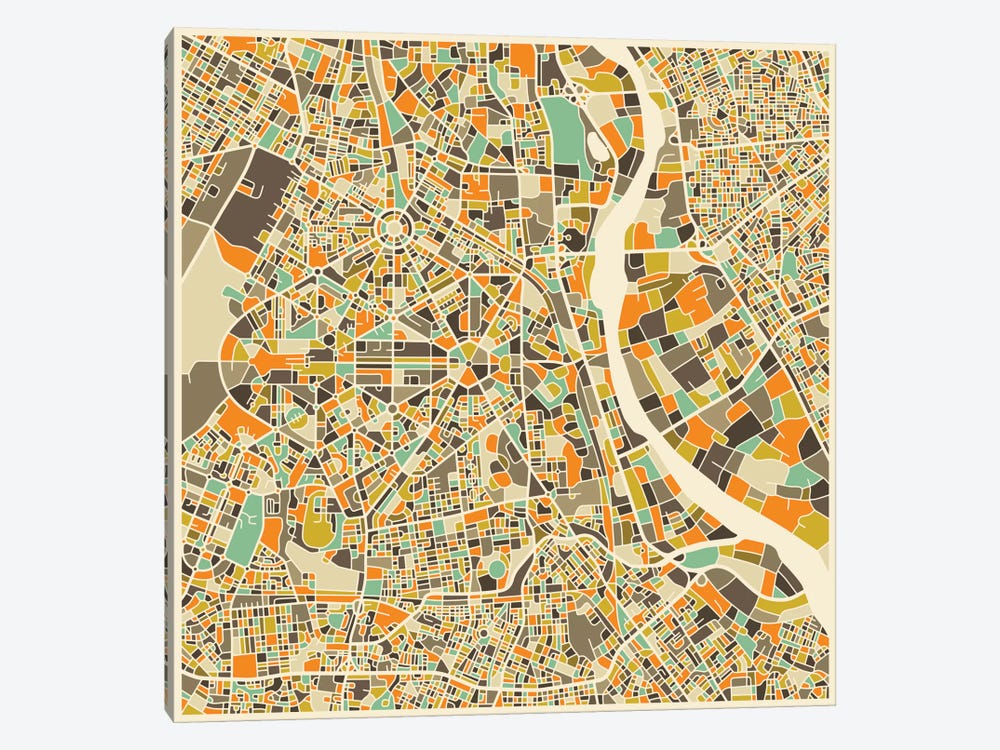 Abstract City Map of New Delhi by Jazzberry Blue 1-piece Art Print