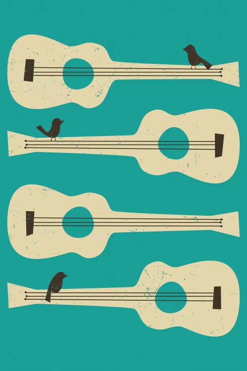 Birds On A Guitar (Blue) by Jazzberry Blue wall art