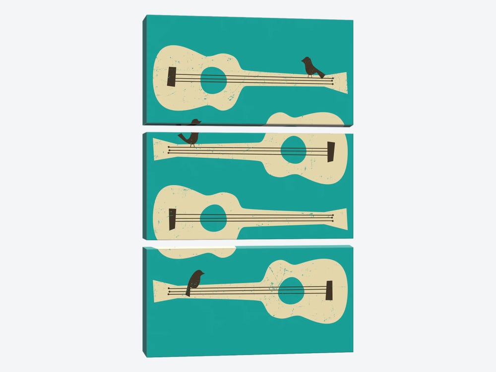 Birds On A Guitar (Blue) by Jazzberry Blue 3-piece Canvas Art