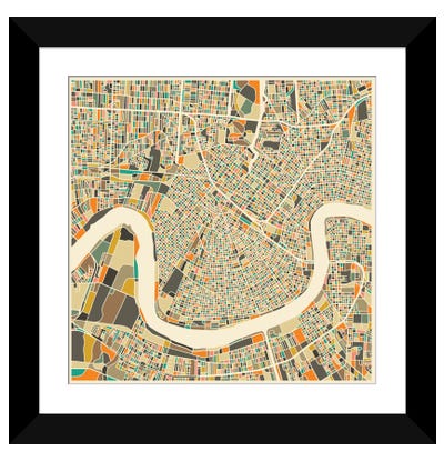 Abstract City Map of New Orleans Paper Art Print - Maps