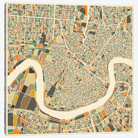 Abstract City Map of New Orleans Canvas Print #JBL110} by Jazzberry Blue Art Print