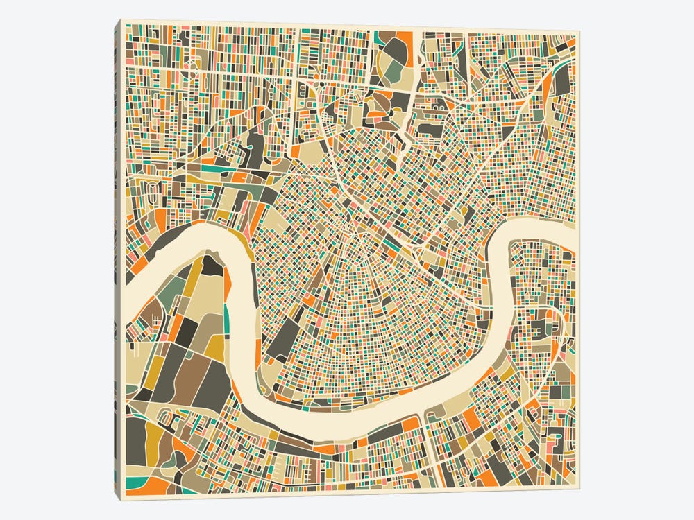 Abstract City Map of New Orleans by Jazzberry Blue 1-piece Art Print