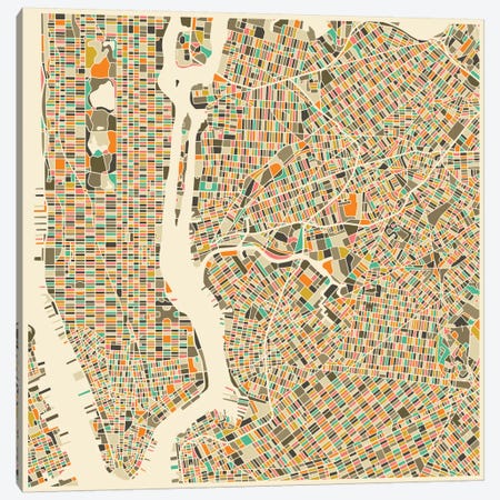 Abstract City Map of New York City Canvas Print #JBL111} by Jazzberry Blue Canvas Art Print