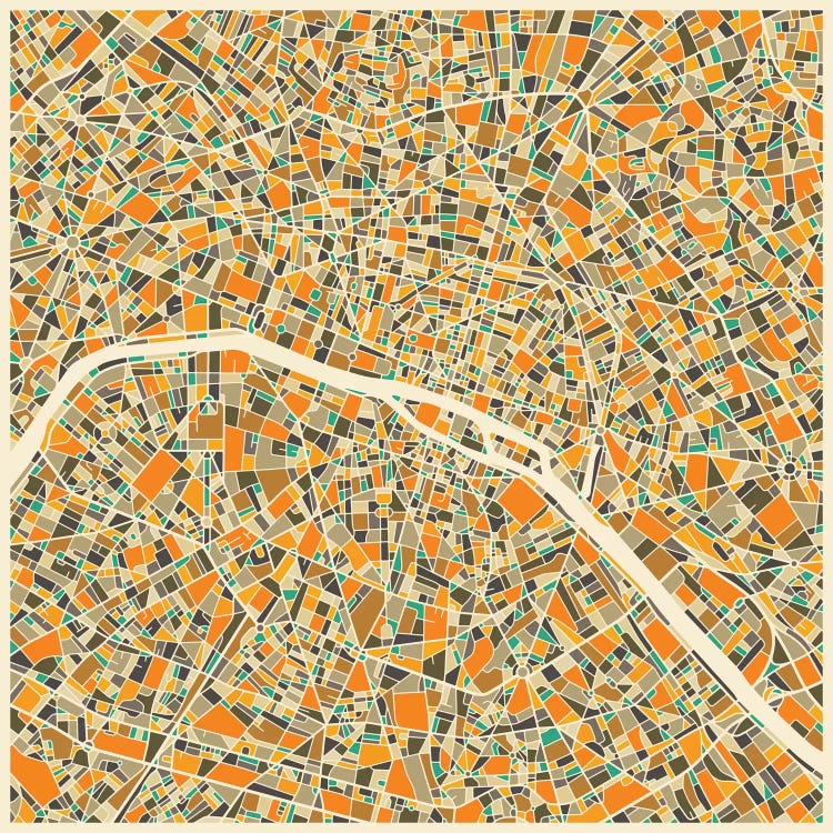 Abstract City Map of Paris by Jazzberry Blue wall art