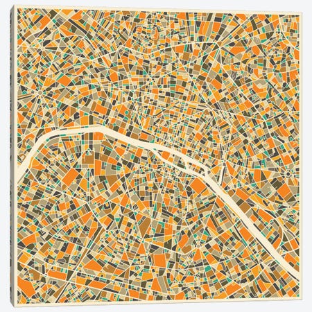 Abstract City Map of Paris Canvas Print #JBL112} by Jazzberry Blue Canvas Art Print