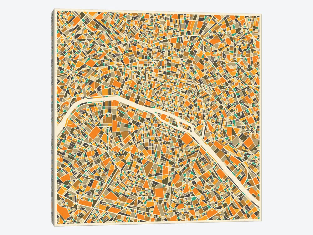 Abstract City Map of Paris by Jazzberry Blue 1-piece Art Print