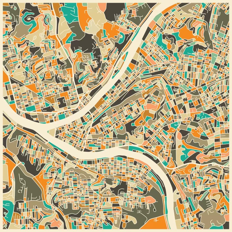 Abstract City Map of Pittsburgh