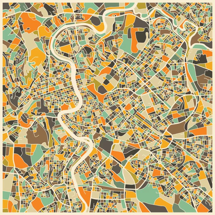 Abstract City Map of Rome by Jazzberry Blue wall art