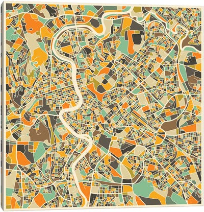 Abstract City Map of Rome Canvas Art Print - Lazio