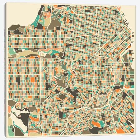 Abstract City Map of San Francisco Canvas Print #JBL117} by Jazzberry Blue Canvas Artwork