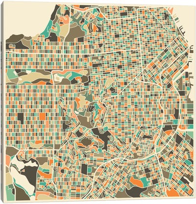 Abstract City Map of San Francisco Canvas Art Print - San Francisco Maps