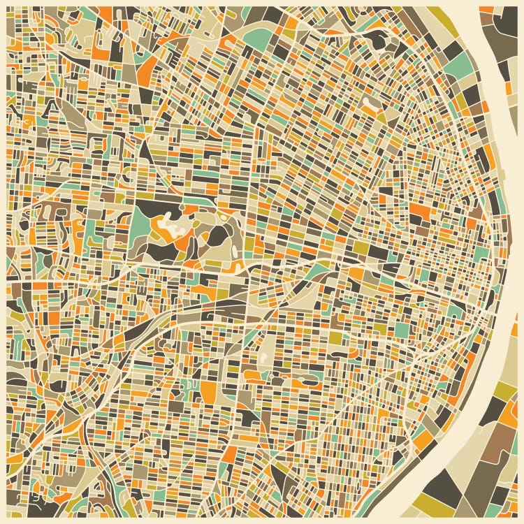 Abstract City Map of St. Louis by Jazzberry Blue wall art