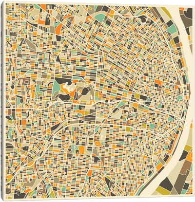 Abstract City Map of St. Louis Canvas Art Print - Abstract Maps Art