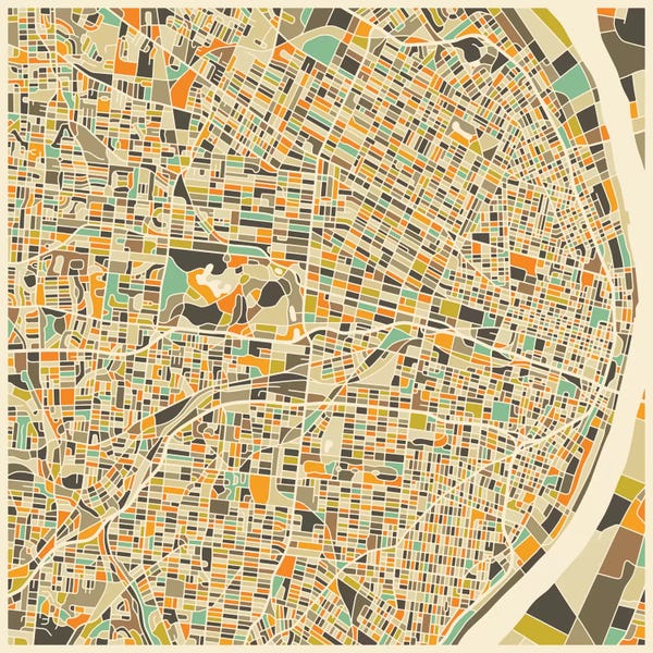 Vintage & Retro: Abstract City Map of St. Louis by Jazzberry Blue