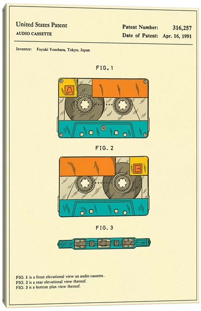 Fuyuki Yonehara (Fuji Film) Audio Cassette Patent Canvas Art Print - A New Take on Nostalgia
