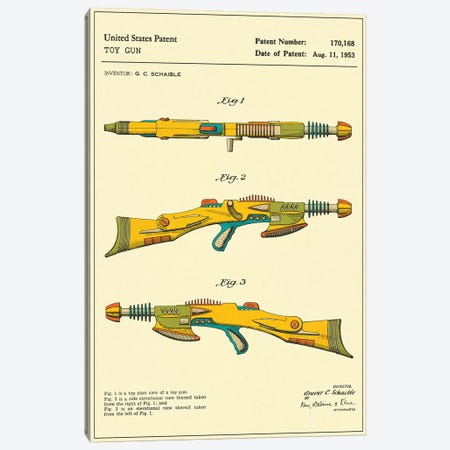 G.C. Schaible Toy Gun ("Pyrotomic Disintegrator Rifle") Patent Canvas Print #JBL153} by Jazzberry Blue Canvas Art Print