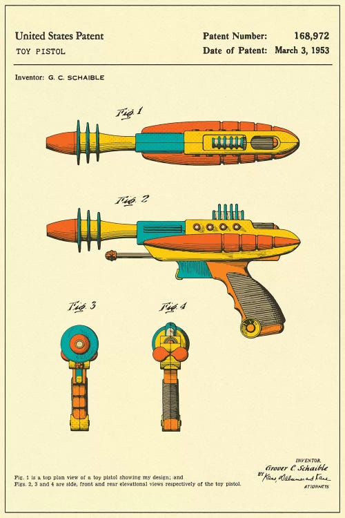 G.C. Schaible Toy Pistol ("Pyrotomic Disintegrator") Patent