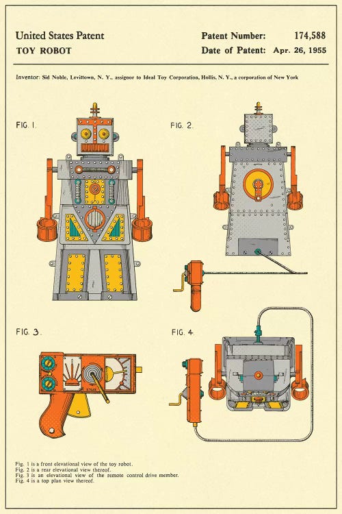 Sid Noble (Ideal Toy Corporation) Toy Robot ("Robert the Robot) Patent