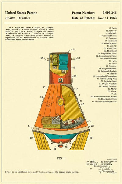 Engineering & Machinery Blueprints: NASA Space Capsule Patent by Jazzberry Blue