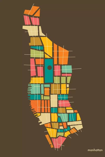 Jazzberry Blue: Abstract Manhattan Neighborhood Map by Jazzberry Blue