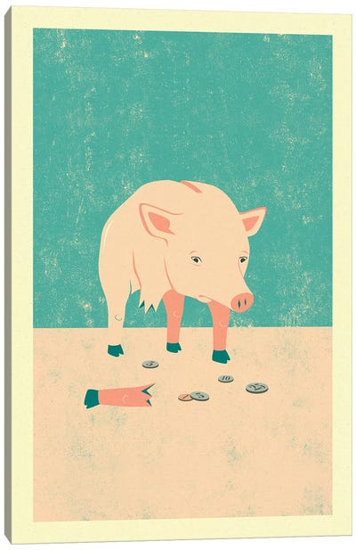 Broken Canvas Art Print - Pig Art