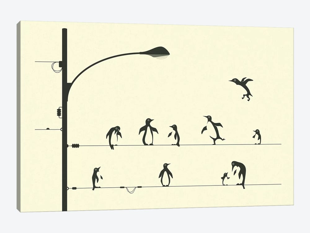 Penguins On A Wire by Jazzberry Blue 1-piece Canvas Wall Art