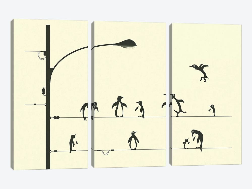 Penguins On A Wire by Jazzberry Blue 3-piece Canvas Art