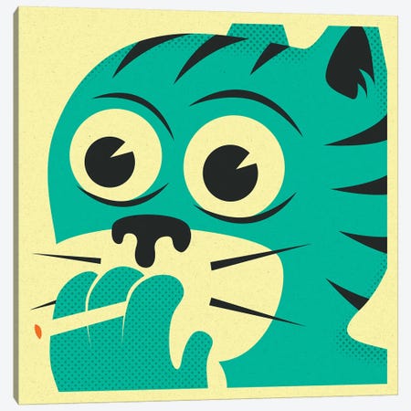 Smoking Cat Canvas Print #JBL203} by Jazzberry Blue Art Print