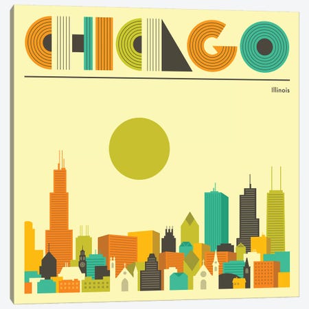 Chicago Skyline I Canvas Print #JBL219} by Jazzberry Blue Canvas Artwork
