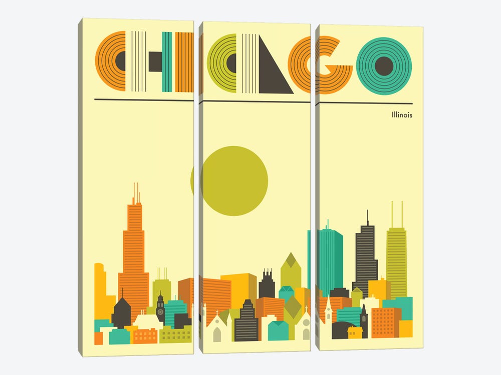 Chicago Skyline I by Jazzberry Blue 3-piece Canvas Artwork