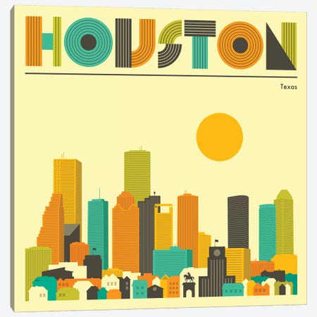 Houston Skyline II Canvas Print #JBL225} by Jazzberry Blue Canvas Art