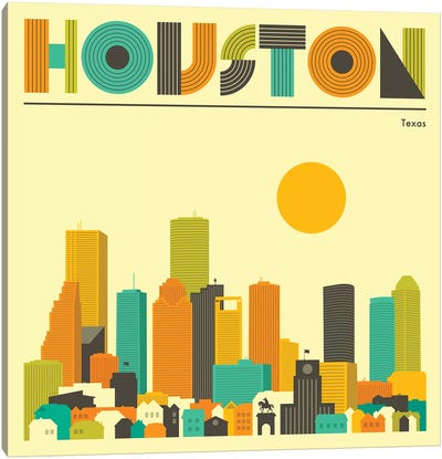 Houston Skyline II Canvas Art Print - Jazzberry Blue