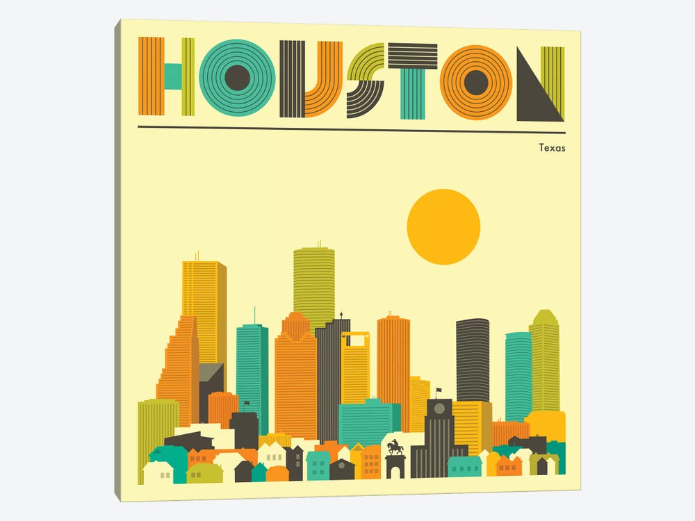 Houston Skyline II by Jazzberry Blue 1-piece Canvas Print