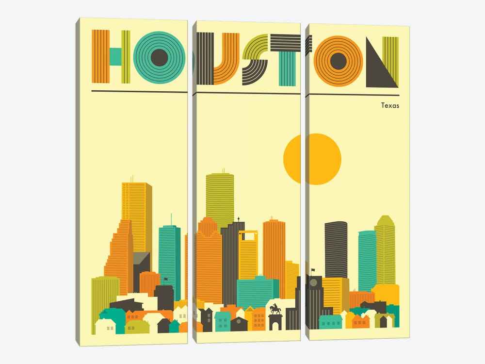 Houston Skyline II by Jazzberry Blue 3-piece Canvas Print