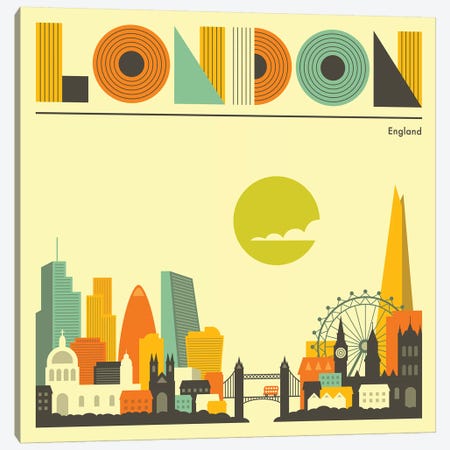London Skyline I Canvas Print #JBL226} by Jazzberry Blue Canvas Artwork