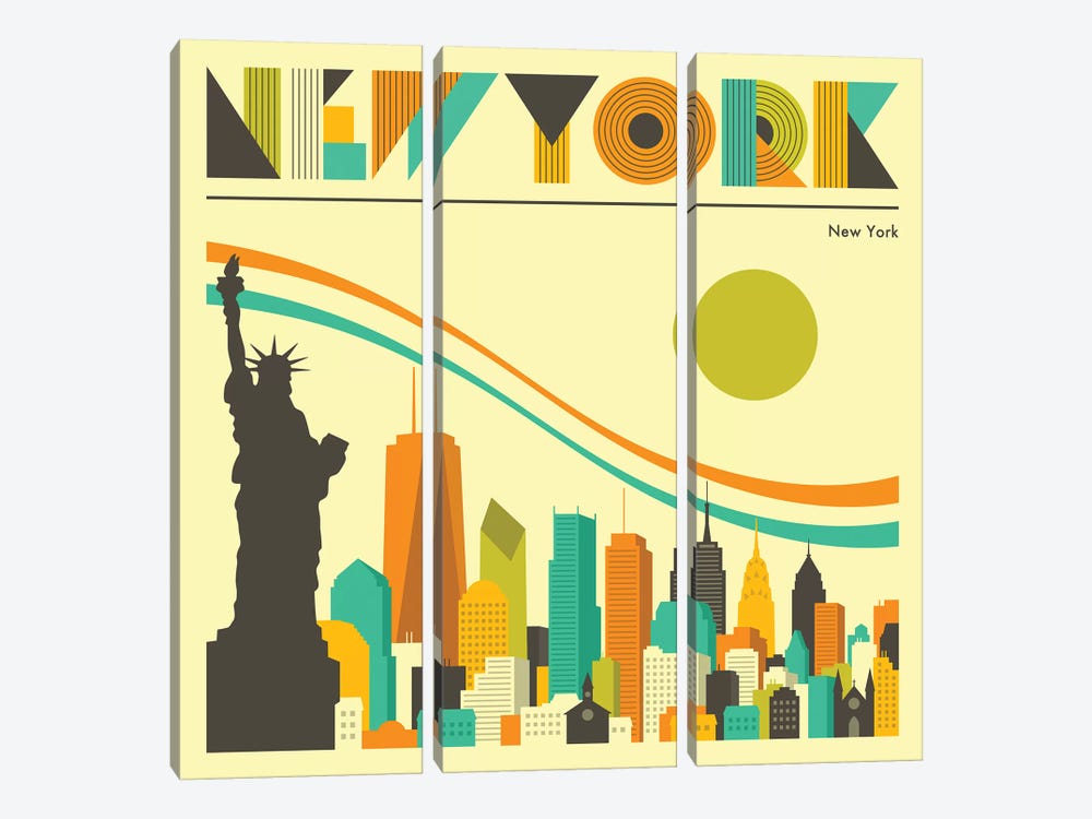New York Skyline I by Jazzberry Blue 3-piece Canvas Art Print