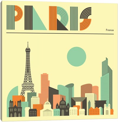 Paris Skyline I Canvas Art Print - Paris Typography
