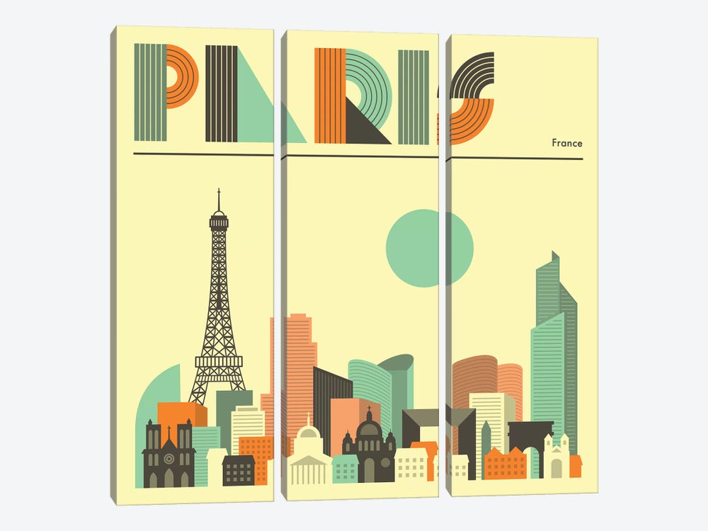 Paris Skyline I by Jazzberry Blue 3-piece Canvas Art Print