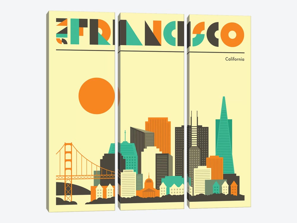 San Francisco Skyline I by Jazzberry Blue 3-piece Canvas Art Print