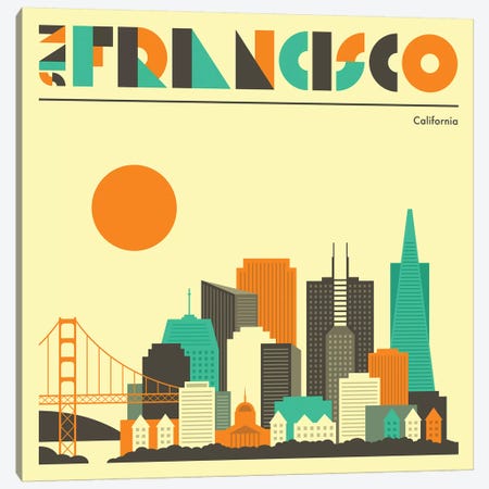 San Francisco Skyline I Canvas Print #JBL234} by Jazzberry Blue Art Print