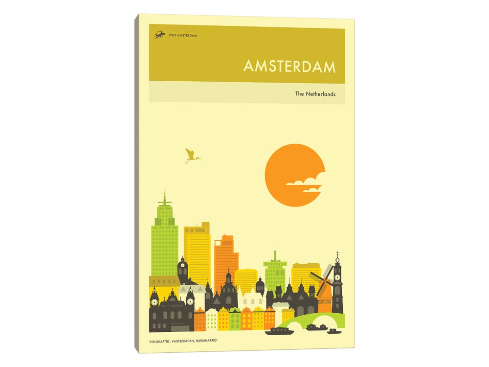 Olahoop Travel Posters Large Canvas Art Prints - Amsterdam Travel Poster ( places > Europe > Netherlands > Amsterdam > Amsterdam Travel Posters art) 