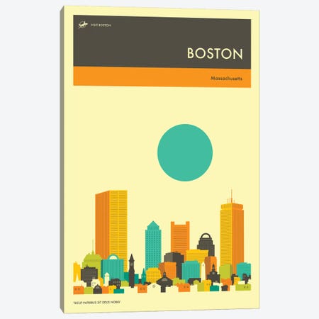 Boston Skyline II Canvas Print #JBL243} by Jazzberry Blue Art Print